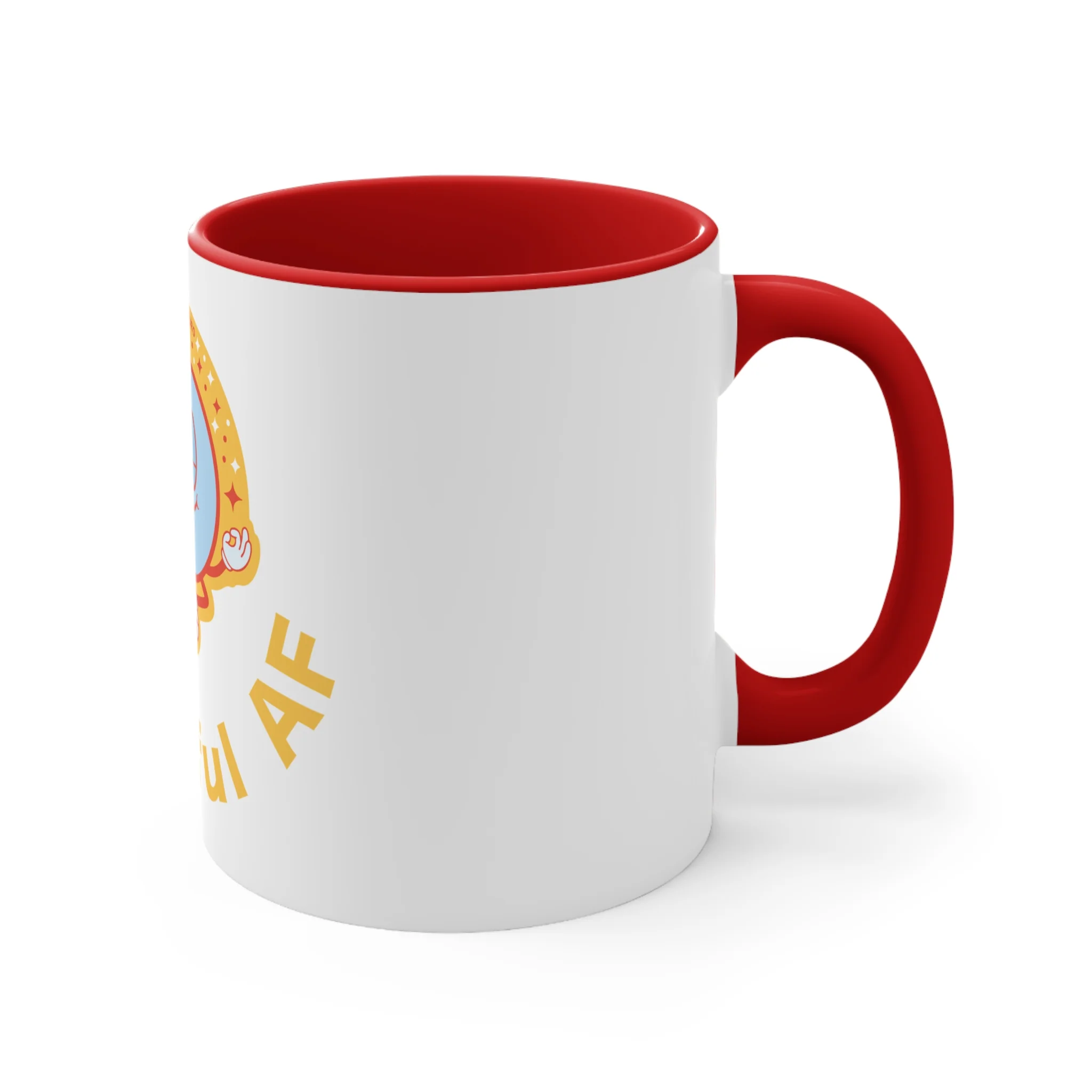 Grateful AF Accent Coffee Mug (Red Handle & Interior) - Image 3